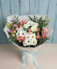 Букет цветов из:  Розы, Лизиантусы и Хризантемы #REPLACE_PRED# Супсех