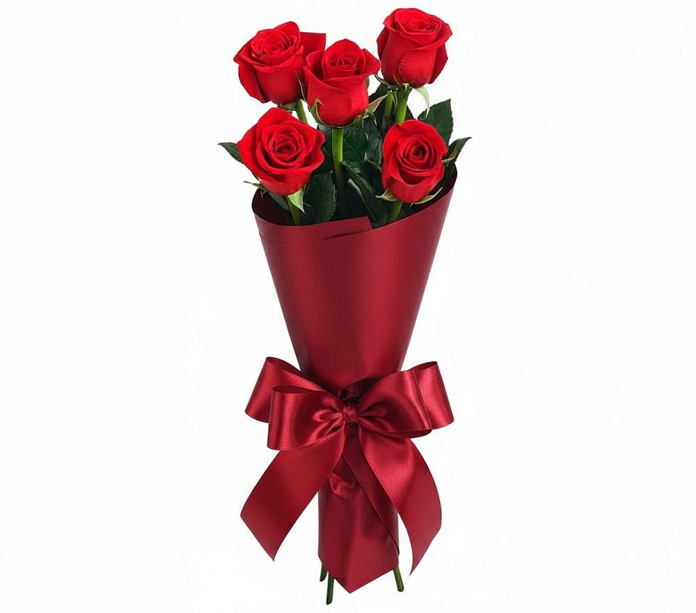 Букет 5 Красных роз Эдлесс Лав в Супсех