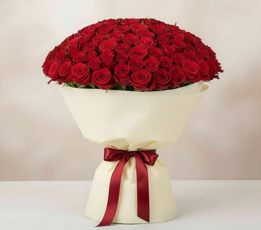 Букет 101 Красная роза Милано в Супсех