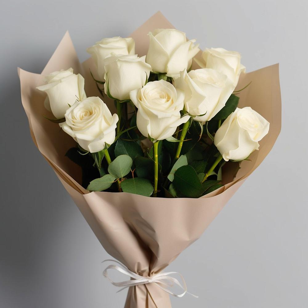 Букет 9 Белых роз Эдлесс Лав в Супсех