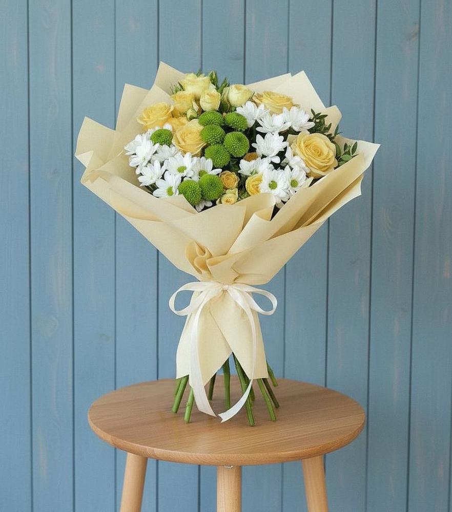 Букет цветов из: Хризантемы и Розы в Супсех