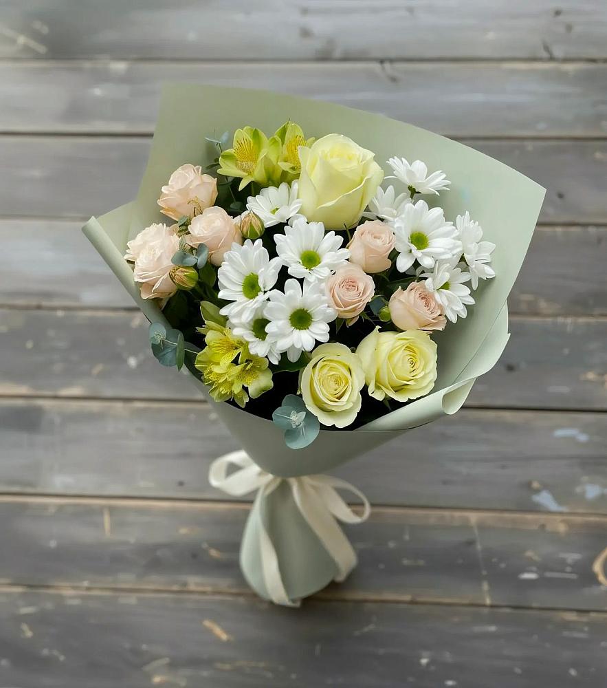 Букет цветов из: Альстромерии, Розы и Хризантемы в Супсех