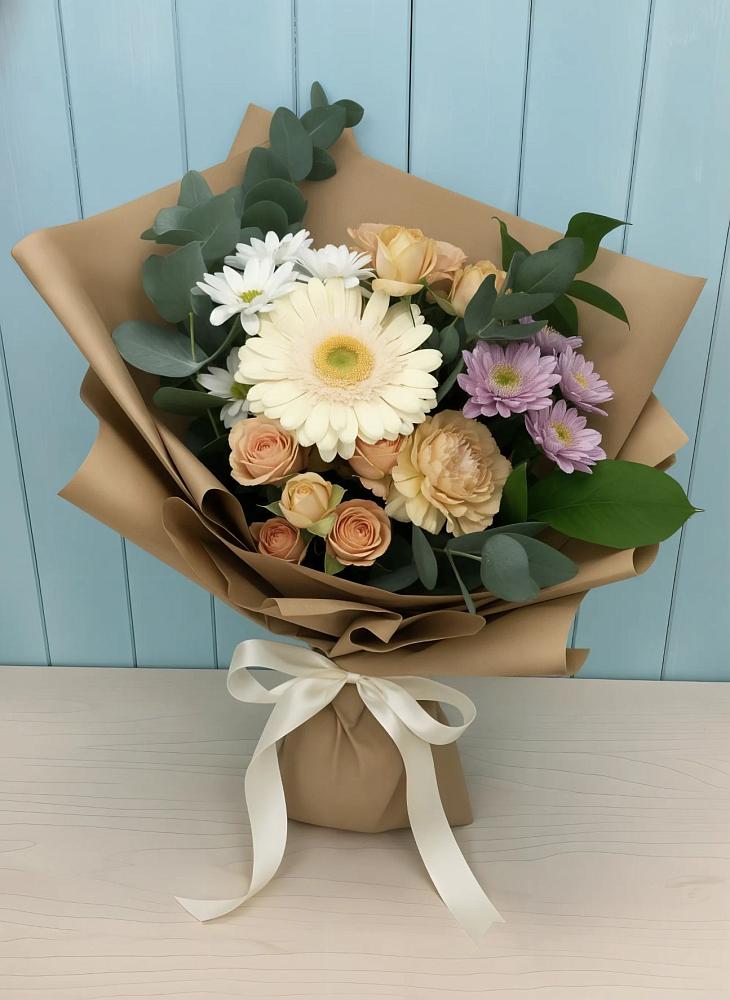 Букет цветов из: Герберы и Хризантемы в Супсех