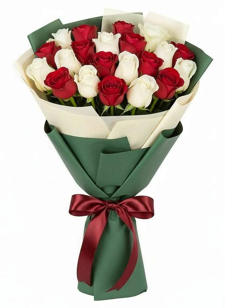 Букет Микс из красных и белых роз в Супсех