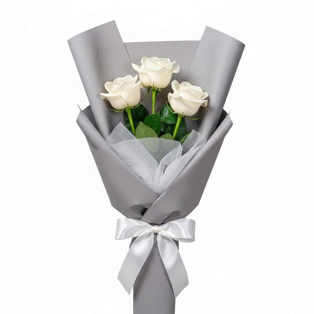 Букет 3 белые розы в Супсех
