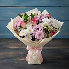 Букет цветов из:  Хризантемы, Альстромерии и Розы в Супсех