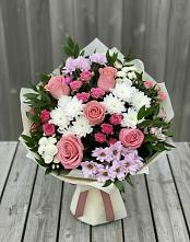 Букет цветов из:  Альстромерии, Гвоздики, Розы и Хризантемы в Супсех
