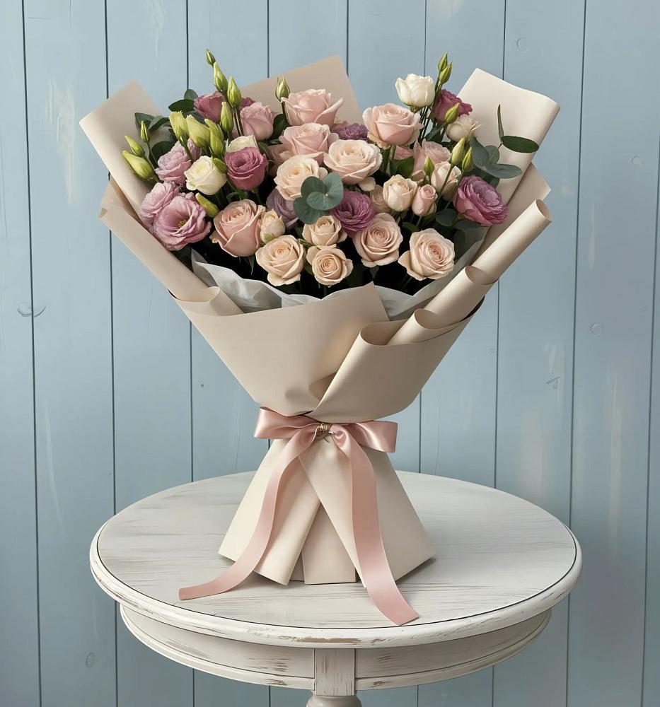 Букет цветов из: Розы и Лизиантусы в Супсех