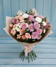 Букет цветов из:  Хризантемы, Розы и Альстромерии в Супсех