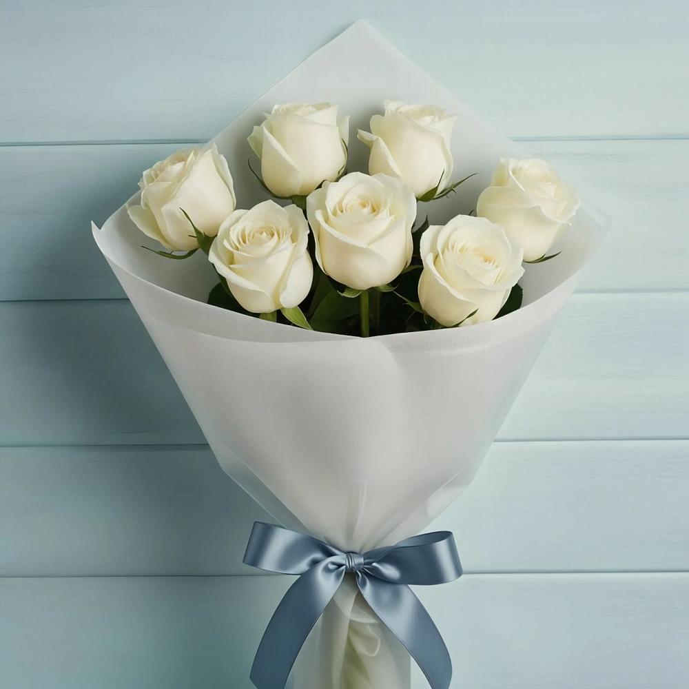 Букет 7 Белых роз Эдлесс Лав в Супсех